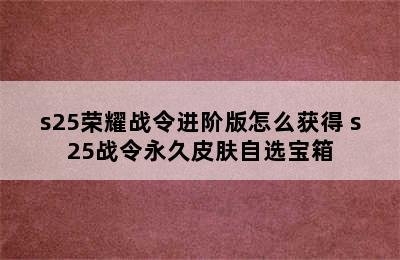 s25荣耀战令进阶版怎么获得 s25战令永久皮肤自选宝箱